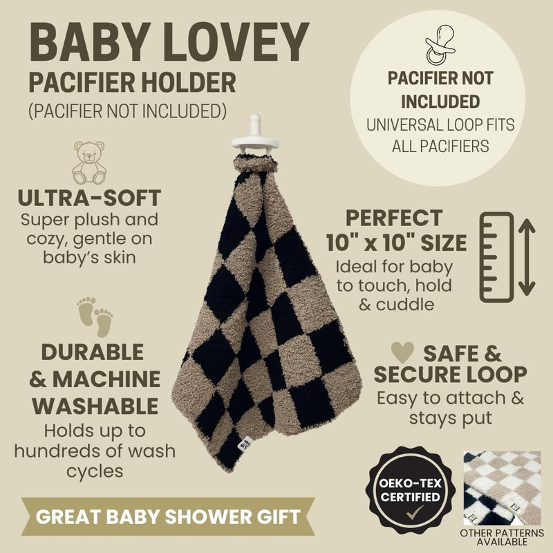 Leaps + Legends L+L USA Lightning Bolt Baby Lovey Pacifier/Teether Holder 10"x10" - DreamSoft Plush Fluffy Cuddly Soothie Reversible Mini Comfort Blanket - Cute Newborn Gift Essential Babies Boys Girls (Tan/White) - Image 3